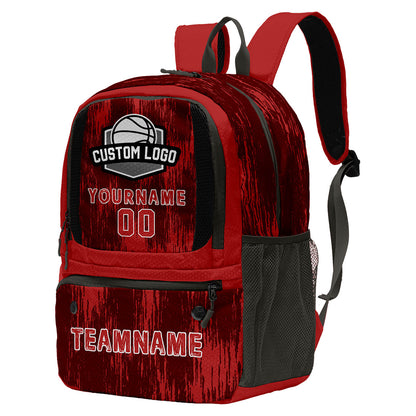 Custom Red Grey Basketball Soccer Backpack Personalized Player Names Numbers Team Logo #BB-0919-0032