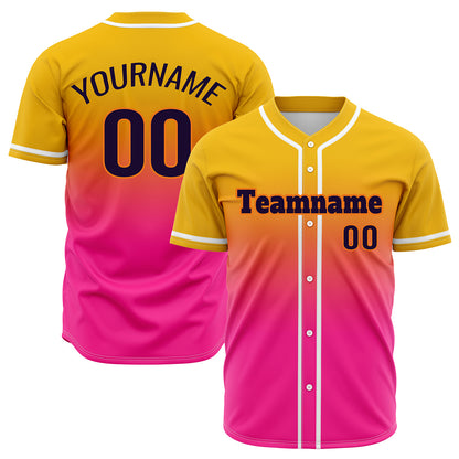 Custom Yellow Pink Hip Hop Baseball Jersey Stitched Printed - Personalized Name Number Shirts #BB-0919-0098