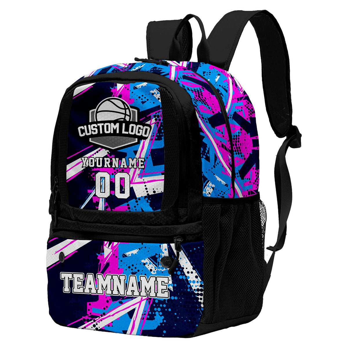 Custom Black Basketball Soccer Backpack Personalized Player Names - Numbers & Team Logo #150-BP-0914-0002