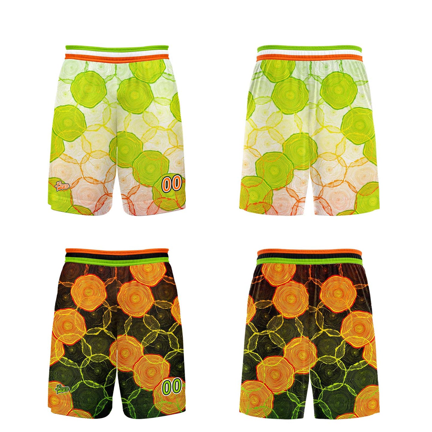 Custom Green Orange Reversible Basketball Suit for Adults and Kids Personalized Jersey