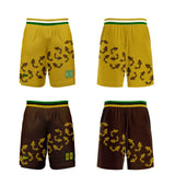 Custom  Yellow Brown Reversible Basketball Suit for Adults and Kids Personalized Jersey