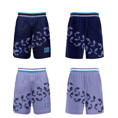 Custom Blue Purple Reversible Basketball Suit for Adults and Kids Personalized Jersey