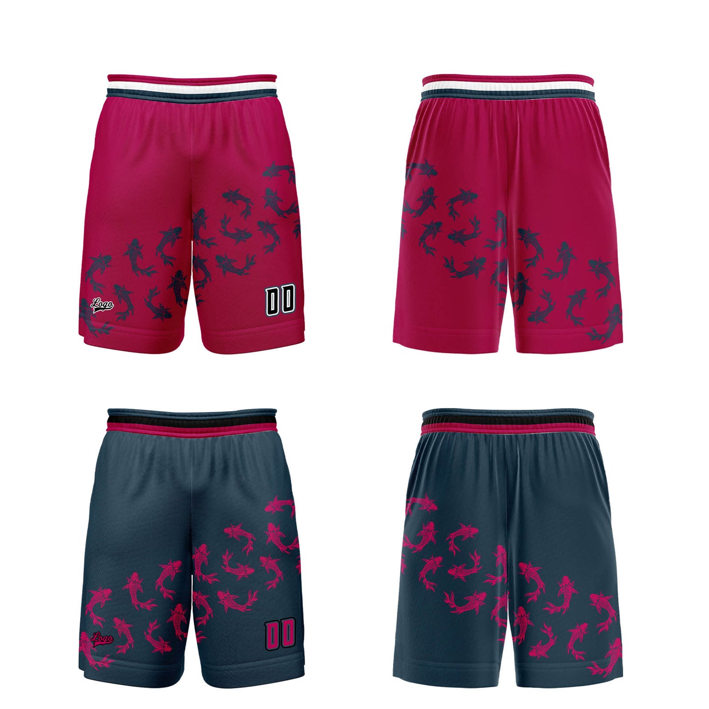 Custom Rose Blue Reversible Basketball Suit for Adults and Kids Personalized Jersey