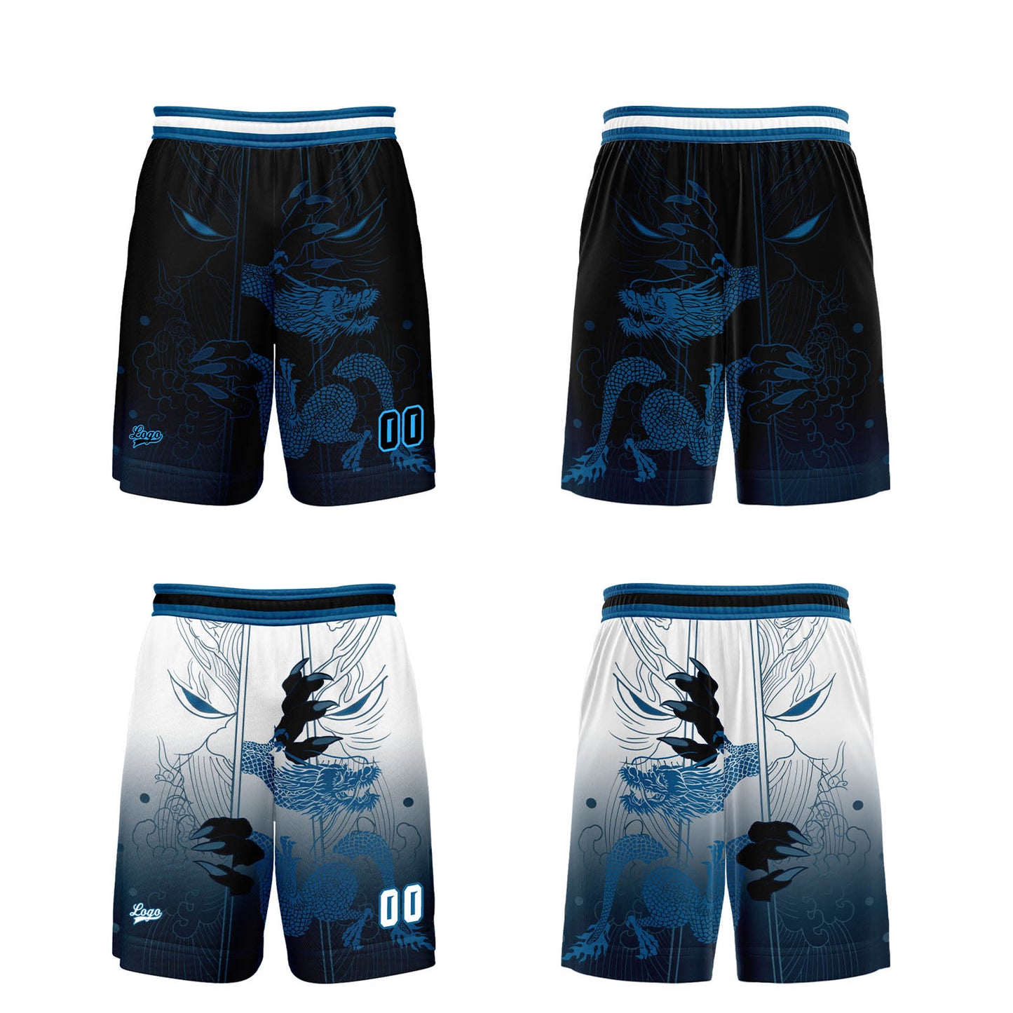 Custom Blue Reversible Basketball Suit for Adults and Kids Personalized Jersey