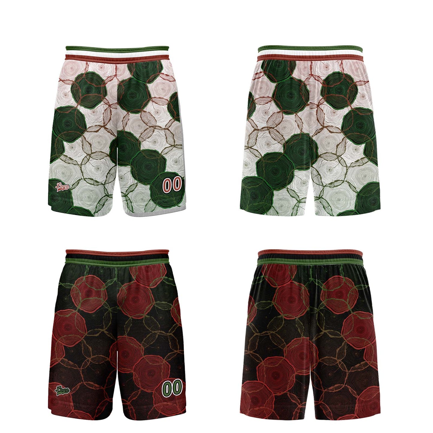 Custom  Green Red Reversible Basketball Suit for Adults and Kids Personalized Jersey