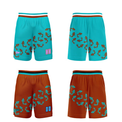 Custom Blue Orange Reversible Basketball Suit for Adults and Kids Personalized Jersey