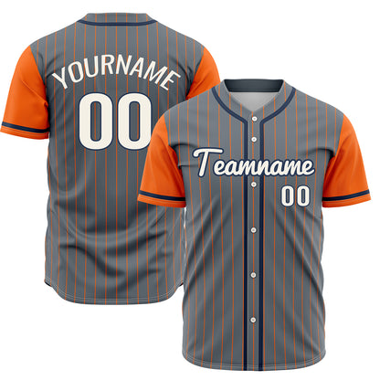 Custom Gray Orange Hip Hop Baseball Jersey Stitched Printed - Personalized Name Number Shirts #BB-0919-0062