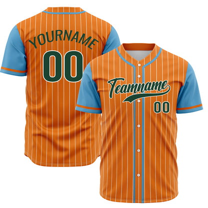 Custom Orange Light Blue Hip Hop Baseball Jersey Stitched Printed - Personalized Name Number Shirts #BB-0919-0078