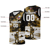 Custom basketball jersey for men and women. Stitched and printed name, number and logo Black&Yellowish