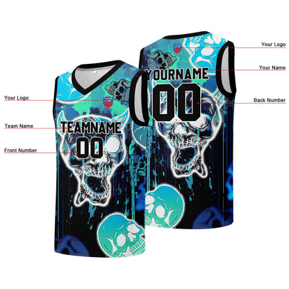 Custom basketball jersey for men and women. Stitched and printed name, number and logo Light Blue