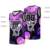 Custom basketball jersey for men and women. Stitched and printed name, number and logo Purple