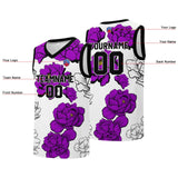 Custom basketball jersey for men and women. Stitched and printed name, number and logo Purple