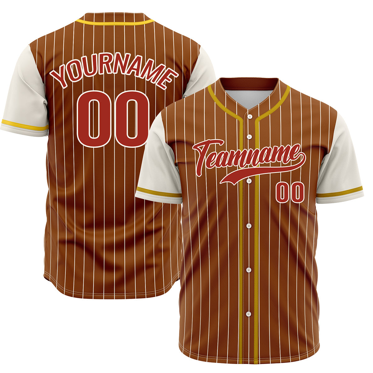 Custom Brown Off White Hip Hop Baseball Jersey Stitched Printed - Personalized Name Number Shirts #BB-0919-0045