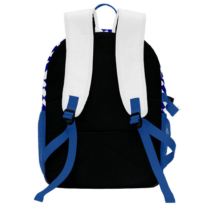 Custom White Blue Basketball Soccer Backpack Personalized Player Names Numbers Team Logo #BB-0919-0037