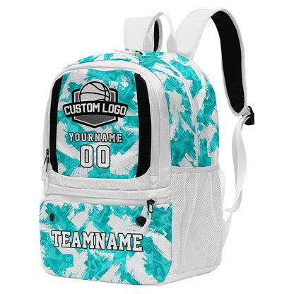 Custom White Basketball Soccer Backpack Personalized Player Names - Numbers & Team Logo #150-BP-0914-0024