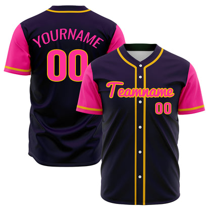 Custom Dark Purple Pink Hip Hop Baseball Jersey Stitched Printed - Personalized Name Number Shirts #BB-0919-0058