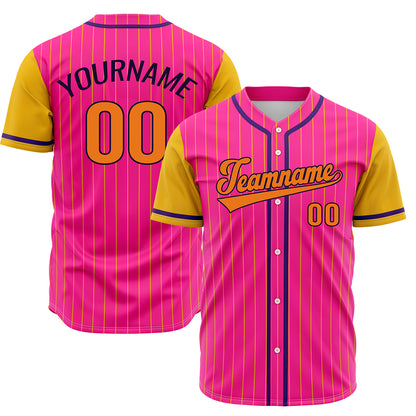 Custom Pink Yellow Hip Hop Baseball Jersey Stitched Printed - Personalized Name Number Shirts #BB-0919-0086