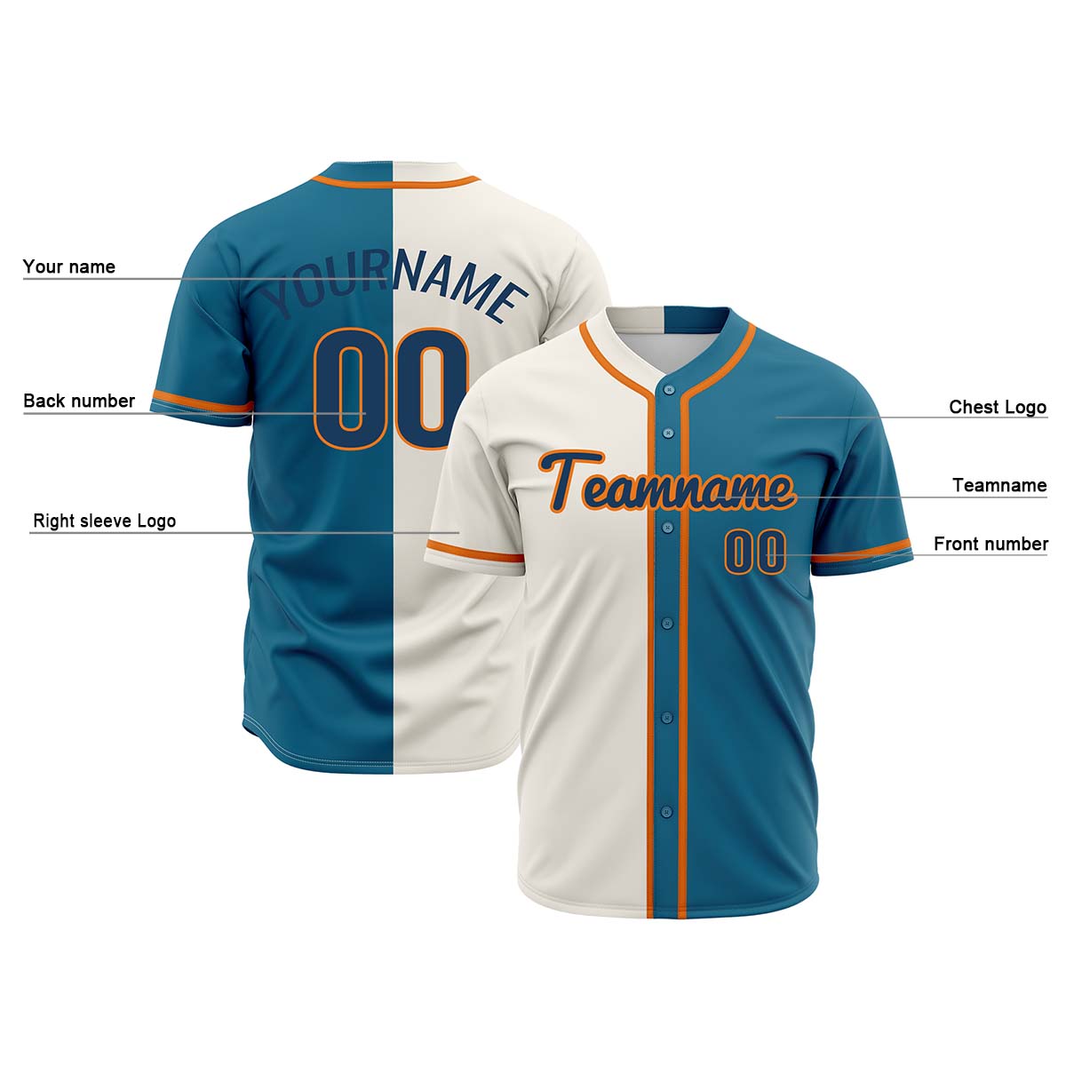 Custom Off White Blue Hip Hop Baseball Jersey Stitched Printed - Personalized Name Number Shirts #BB-0919-0067