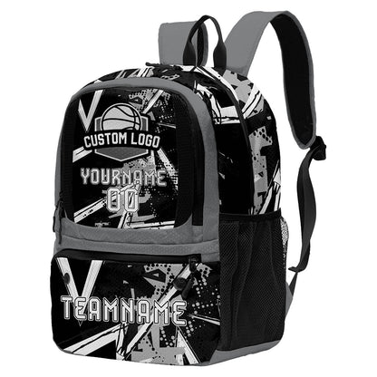 Custom Black Gray White Basketball Soccer Backpack Personalized Player Names Numbers Team Logo #BB-0919-0002