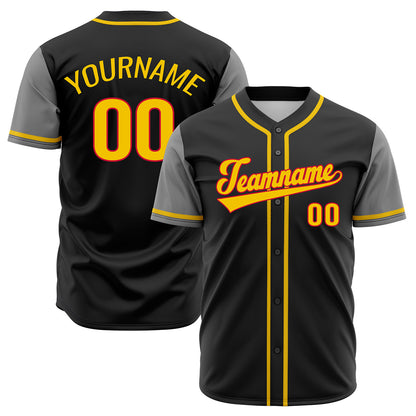 Custom Black Gray Hip Hop Baseball Jersey Stitched Printed - Personalized Name Number Shirts #BB-0919-0042