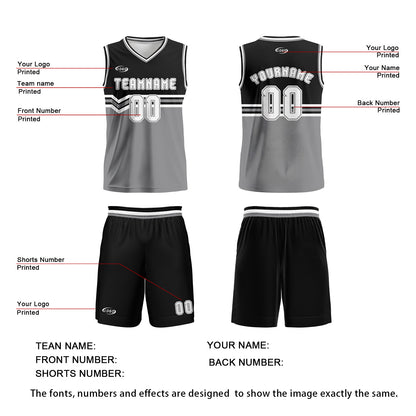 Custom Black Gray White Basketball Jersey Uniform Suit Printed Your Logo Name Number