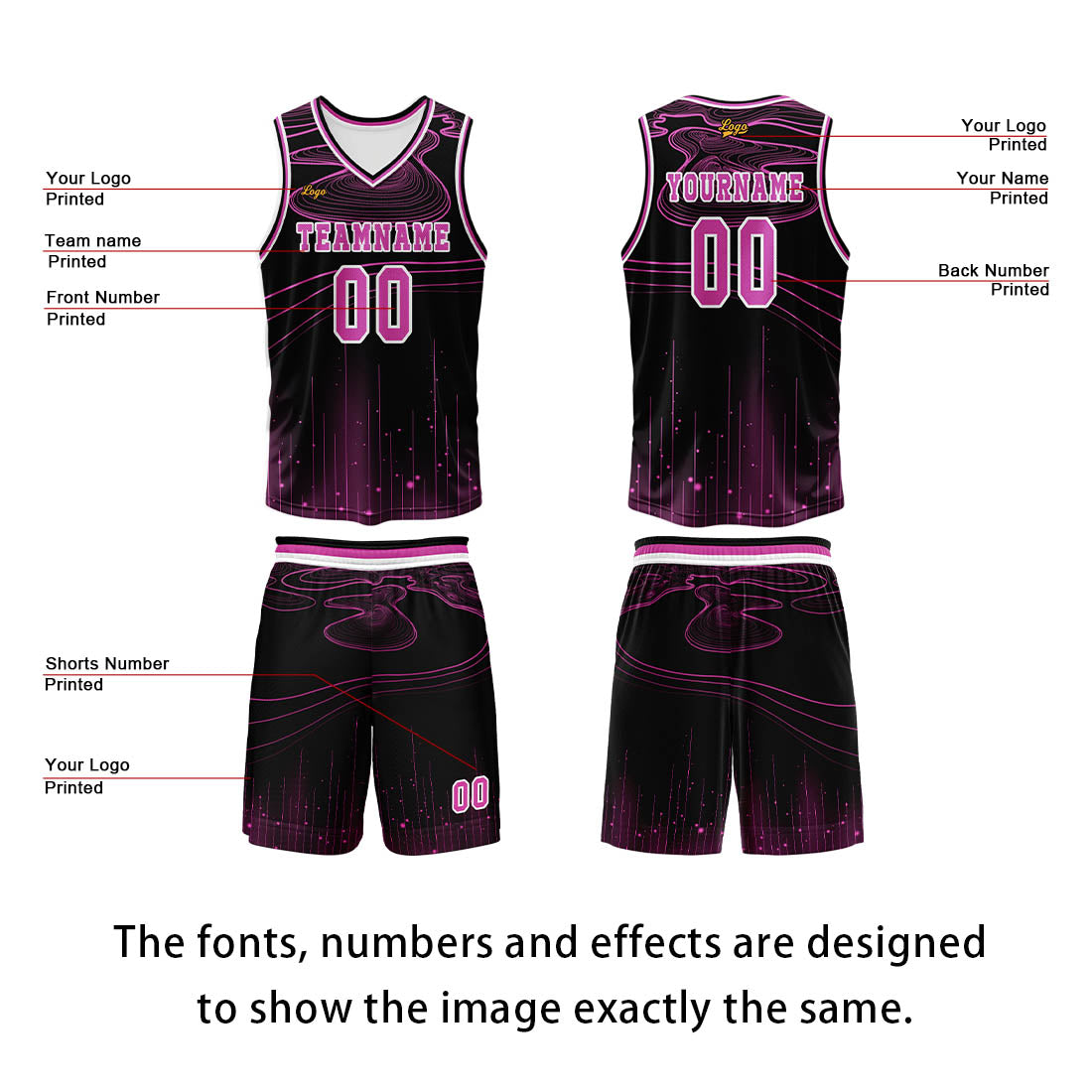 Custom Black Rose Purple Basketball Jersey Uniform Suit Printed Your Logo Name Number