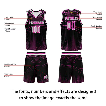 Custom Black Rose Purple Basketball Jersey Uniform Suit Printed Your Logo Name Number