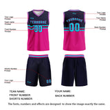 Custom Navy Raspberry Bright Blue Basketball Jersey Uniform Suit Printed Your Logo Name Number