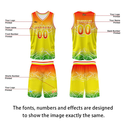 Custom Orange Yellow Basketball Jersey Uniform Suit Printed Your Logo Name Number