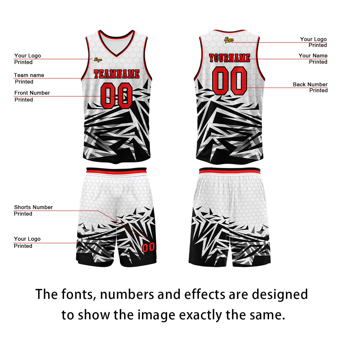 Custom Red Black Basketball Jersey Uniform Suit Printed Your Logo Name Number