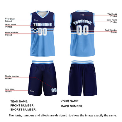Custom Navy Blue White Basketball Jersey Uniform Suit Printed Your Logo Name Number