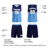 Custom Navy Blue White Basketball Jersey Uniform Suit Printed Your Logo Name Number