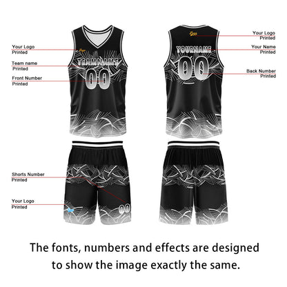 Custom Black White Basketball Jersey Uniform Suit Printed Your Logo Name Number