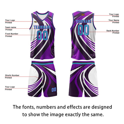 Custom Violet Blue Basketball Jersey Uniform Suit Printed Your Logo Name Number
