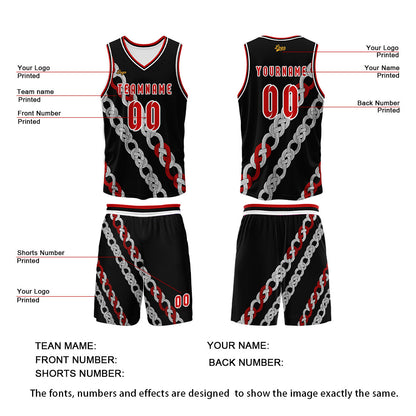 Custom Black Red Basketball Jersey Uniform Suit Printed Your Logo Name Number