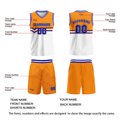 Custom Orange White Blue Basketball Jersey Uniform Suit Printed Your Logo Name Number