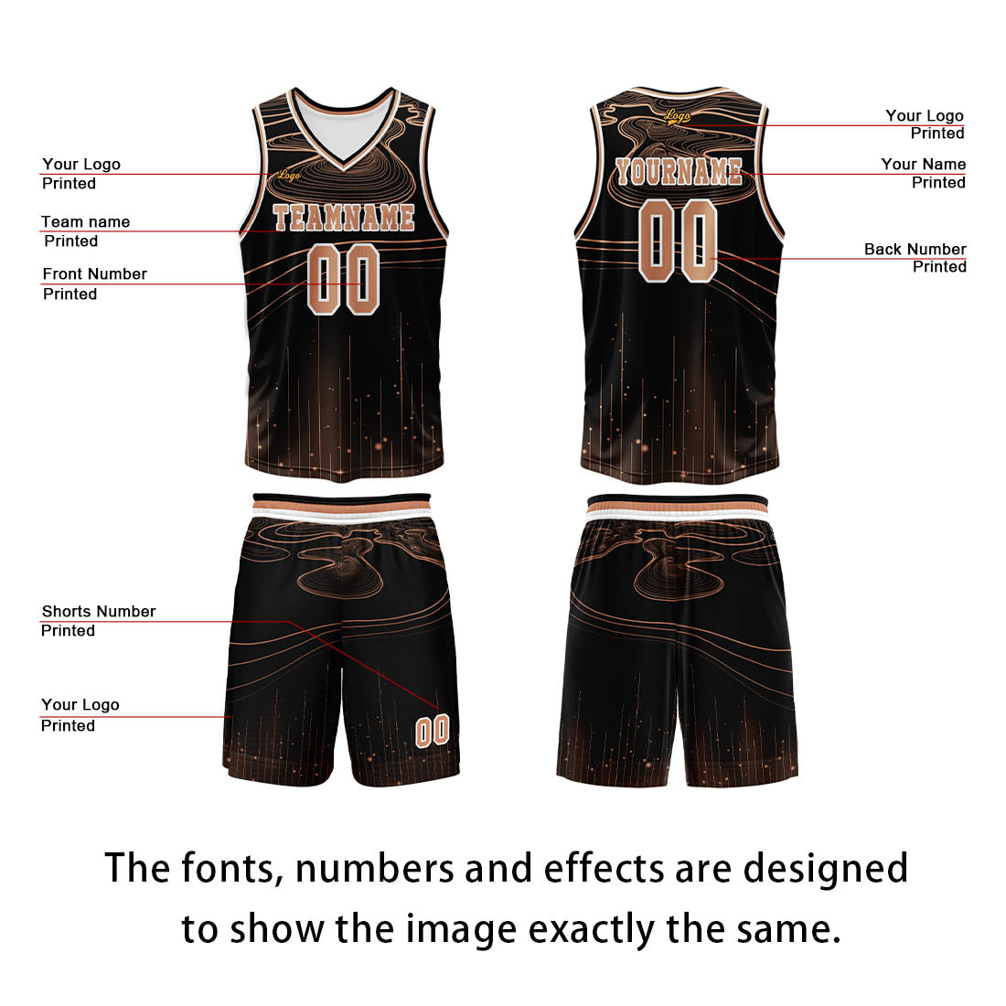 Custom Black Orange Basketball Jersey Uniform Suit Printed Your Logo Name Number