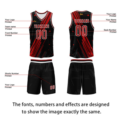 Custom Black Red Basketball Jersey Uniform Suit Printed Your Logo Name Number