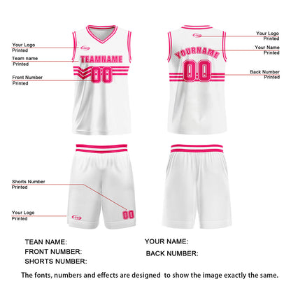 Custom White Rose Red Basketball Jersey Uniform Suit Printed Your Logo Name Number