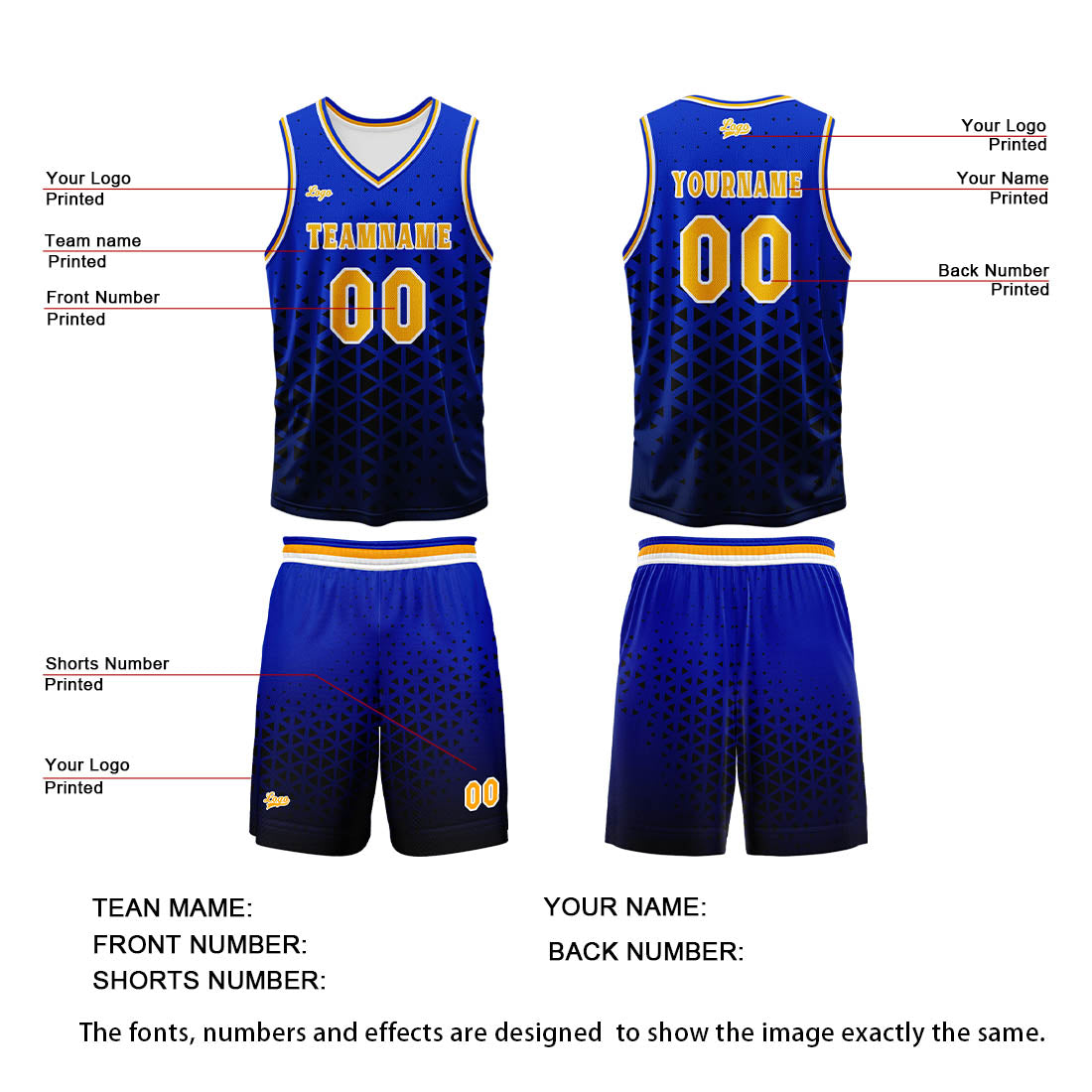Custom Blue Orange Basketball Jersey Uniform Suit Printed Your Logo Name Number