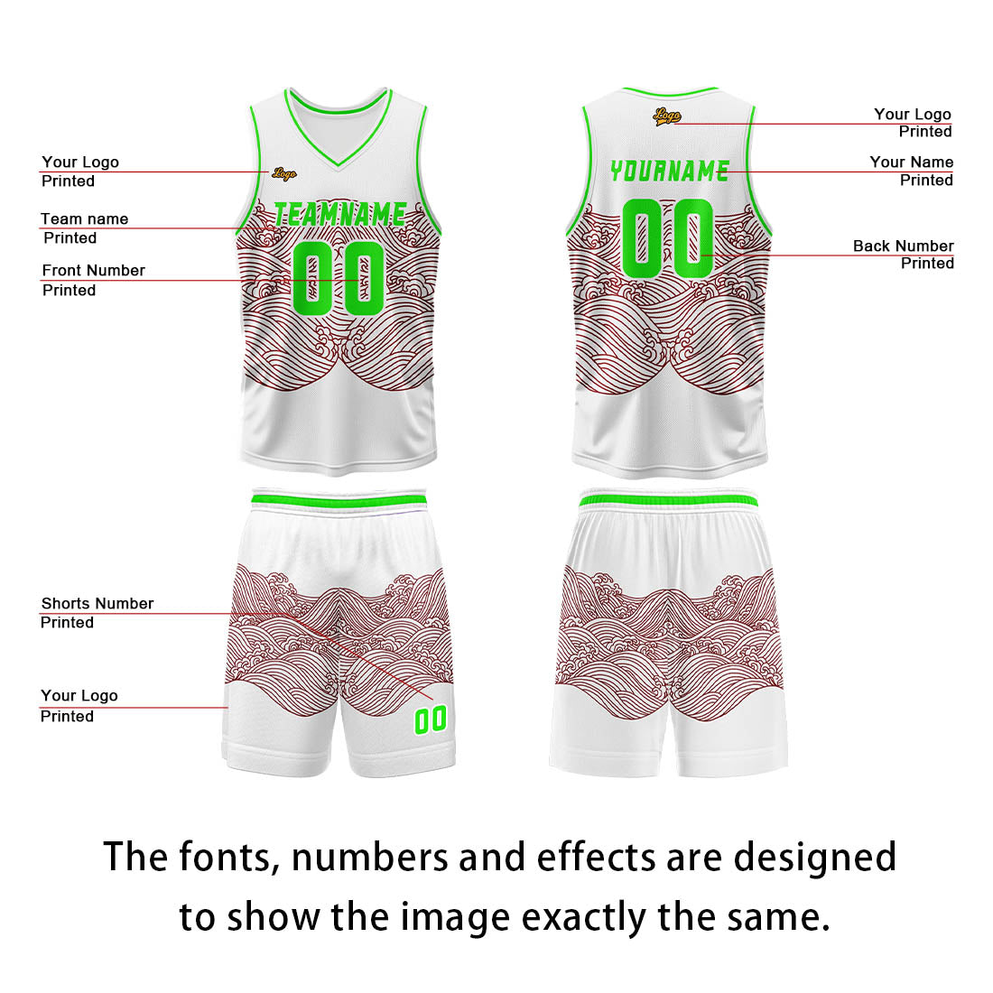 Custom White Dark Red Basketball Jersey Uniform Suit Printed Your Logo Name Number