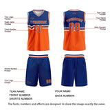 Custom Blue Orange White Basketball Jersey Uniform Suit Printed Your Logo Name Number