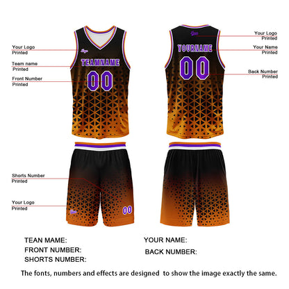 Custom Orange Purple Basketball Jersey Uniform Suit Printed Your Logo Name Number