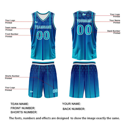 Custom Blue Basketball Jersey Uniform Suit Printed Your Logo Name Number