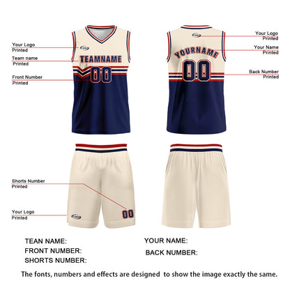 Custom Cream Blue Red Basketball Jersey Uniform Suit Printed Your Logo Name Number