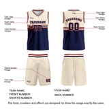 Custom Cream Blue Red Basketball Jersey Uniform Suit Printed Your Logo Name Number