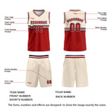 Custom Beige Red Blue Basketball Jersey Uniform Suit Printed Your Logo Name Number