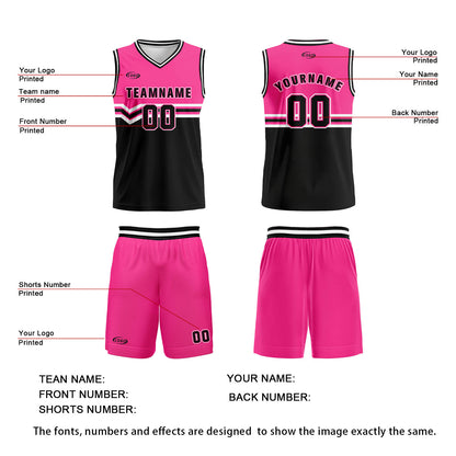Custom Pink Black White Basketball Jersey Uniform Suit Printed Your Logo Name Number
