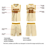 Custom Cream Brown Yellow Basketball Jersey Uniform Suit Printed Your Logo Name Number
