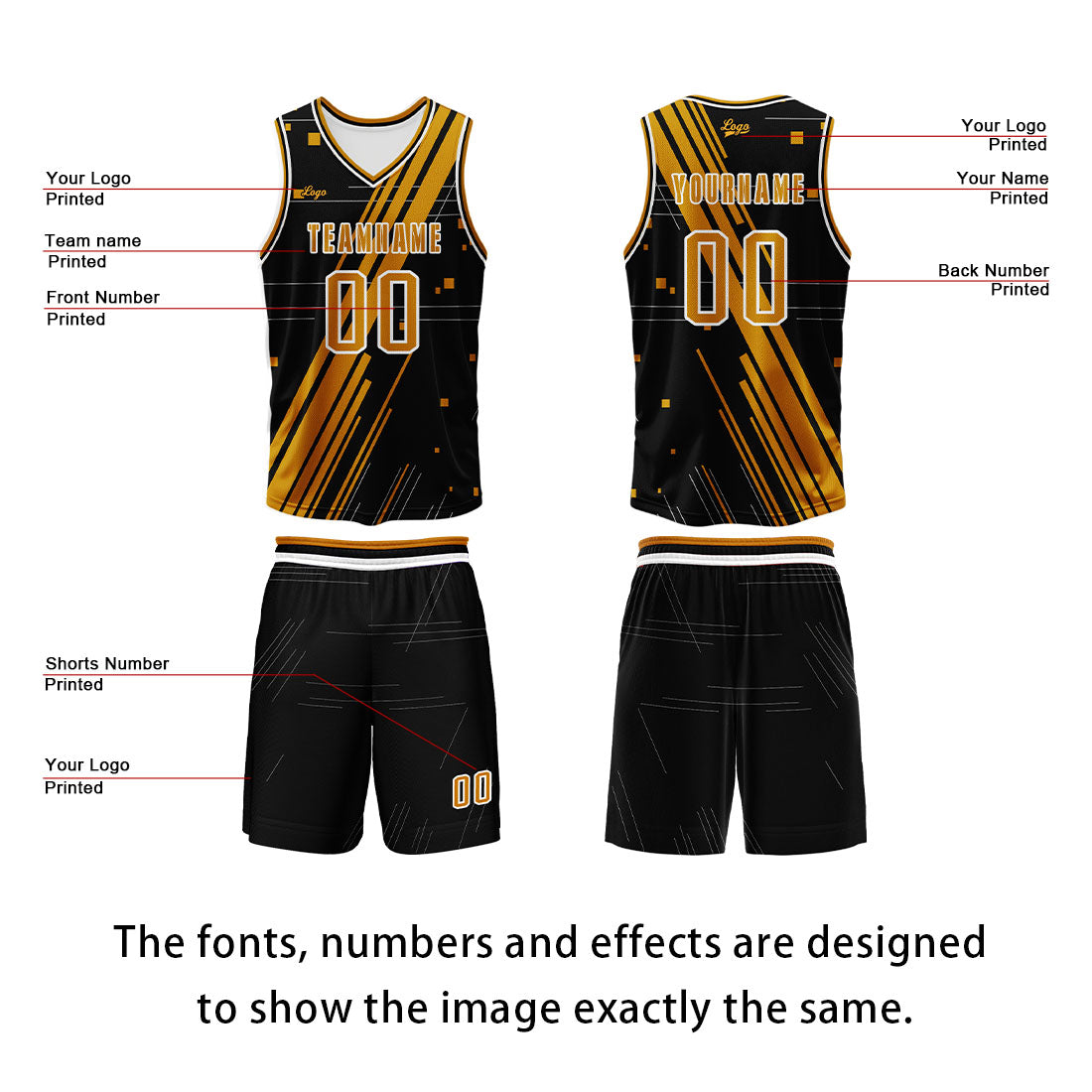 Custom Black Orange Basketball Jersey Uniform Suit Printed Your Logo Name Number